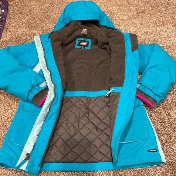 EUC LAND’S END girls squall jacket size 14 coat blue - Picture 4 of 7